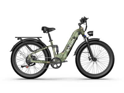 Eazion N9 Pro all-terrain full suspension fat tire electric bike in outdoor Camo Green finish