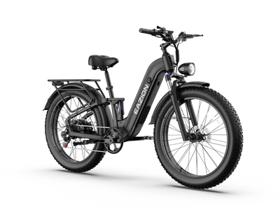Eazion N9 Pro step-thru full suspension fat tire electric bike with 500 lb payload cargo rack